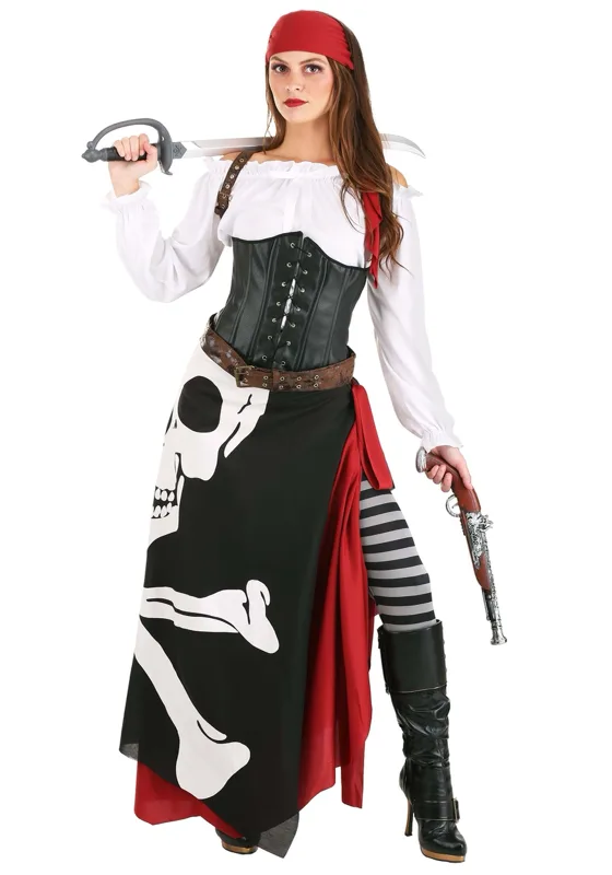Womens Skeleton Flag Rogue Pirate Costume